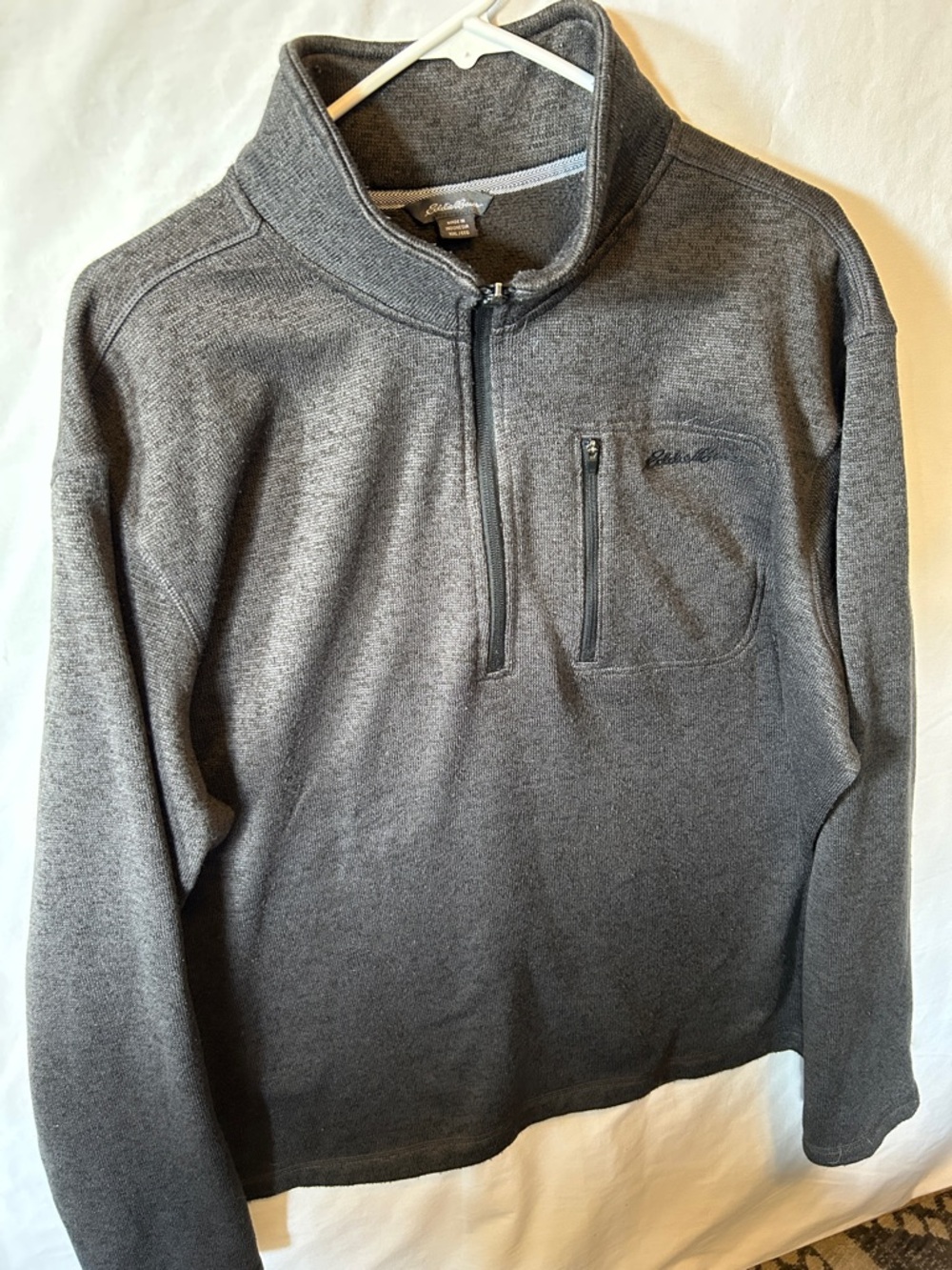 Eddie Bauer Men's Gray Quarter-Zip Pullover Sweater